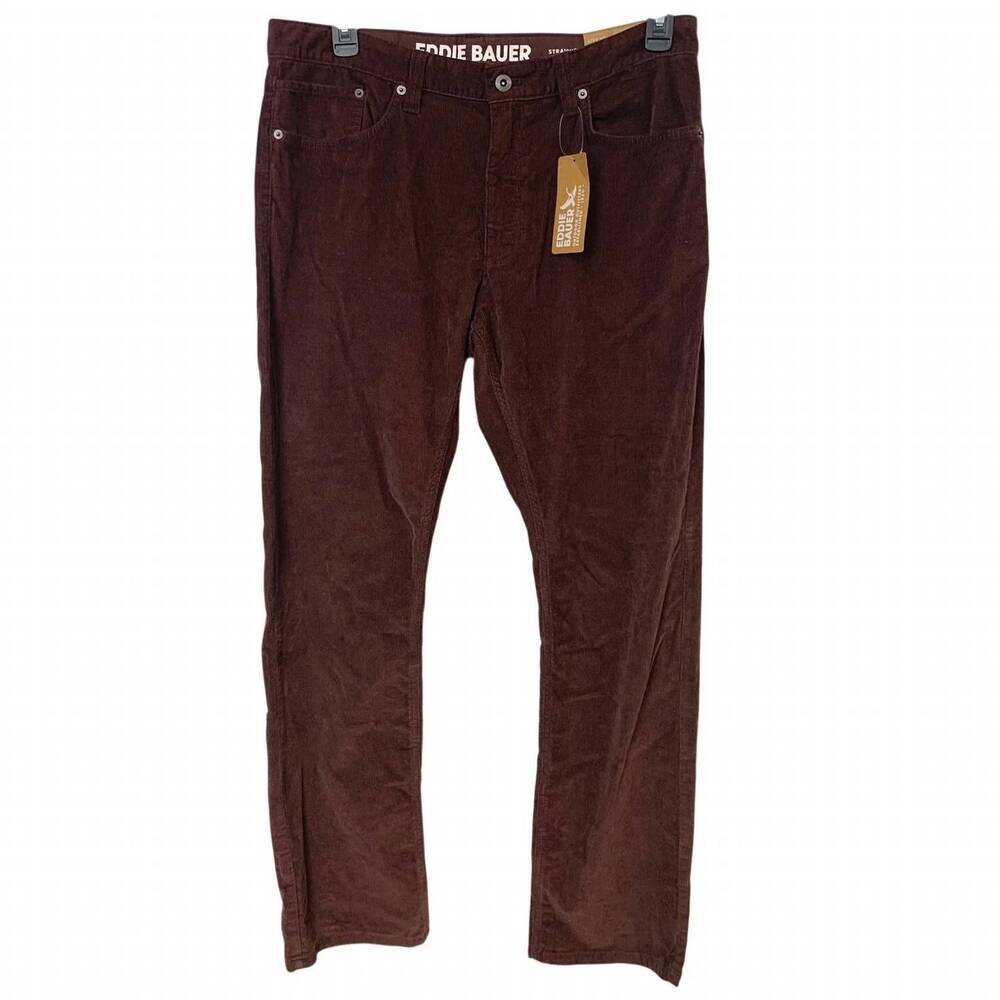 NEW EDDIE BAUER men's eddie's corduroy straight fit pants in dark purple plum